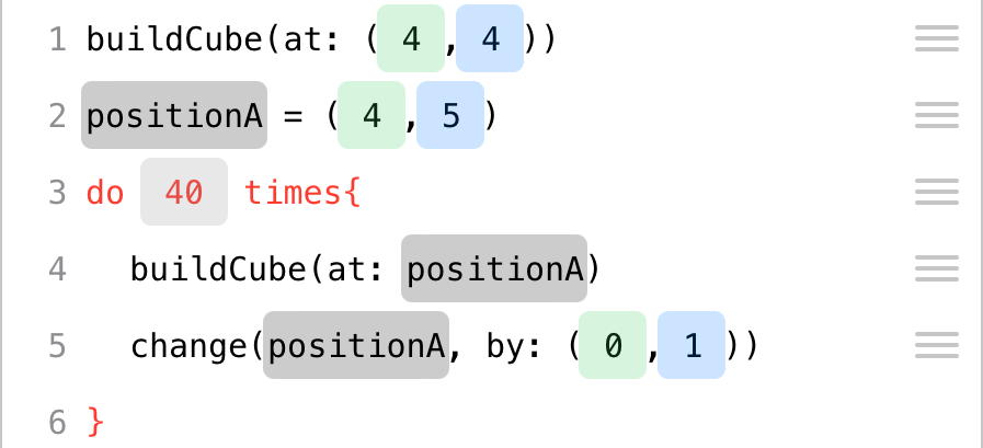 Command for row of 40